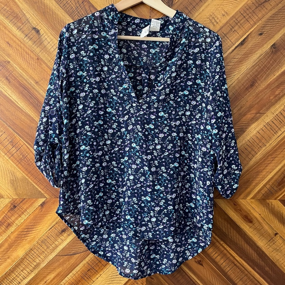 Mimi Chica Loose Drapey Sheer Tunic, Size XS